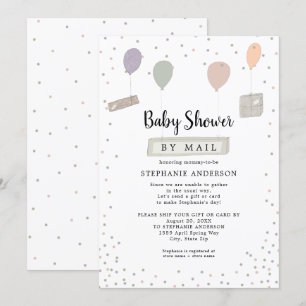 Pakketten + Balloons neutraal Baby shower per post Kaart