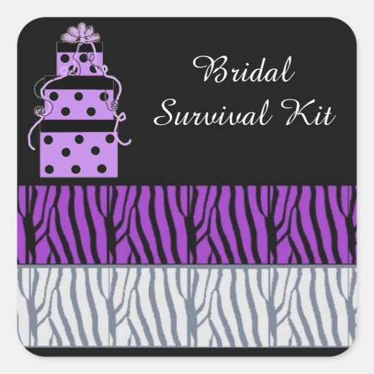 pakketten en Zebrastripes Bridal Vierkante Sticker (Voorkant)