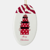 Pakketten met rode en witte poka keramisch ornament (Rechts)