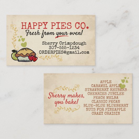 Pakketvruchtenpasteitjes bakkerij visitekaartje (Voorkant / Achterkant)