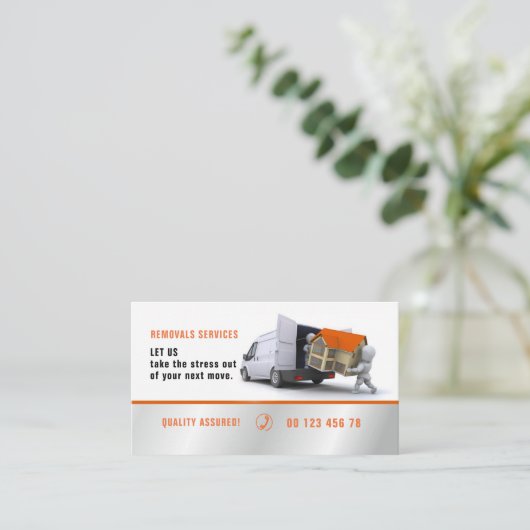 Pakking- en uitpakservice, verwijderingsservice visitekaartje (Staand voorkant)