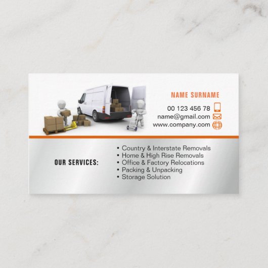 Pakking- en uitpakservice, verwijderingsservice visitekaartje (Achterkant)