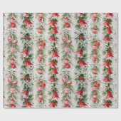  pakpapier, rode Ornamenten en holly Cadeaupapier (Vlak)