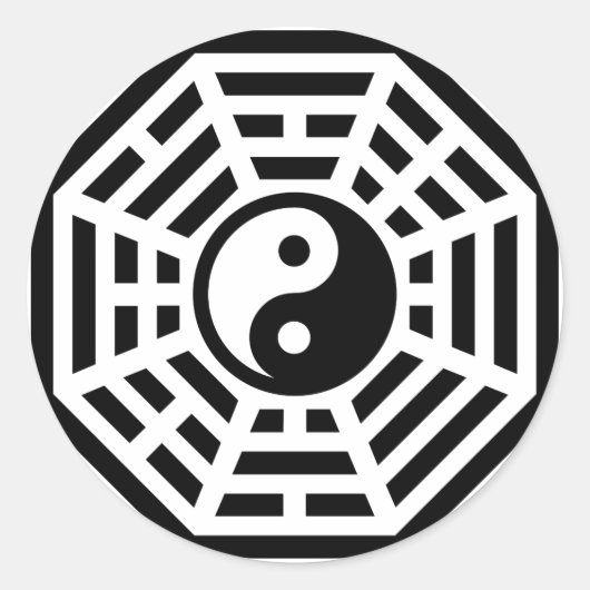 Pakua, Bagua, Yin Yang, China, symbool van de real Ronde Sticker (Voorkant)
