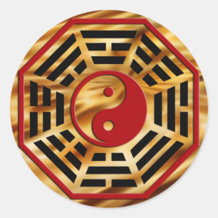 PaKua   donkere oranje golven Ronde Sticker