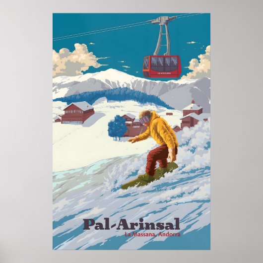 Pal Arinsal Andorra Snowboarden Reisposter Poster (Voorkant)