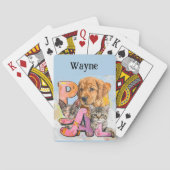 Pal Dog and Cats Plus Personalize Name  Pokerkaarten (Achterkant)