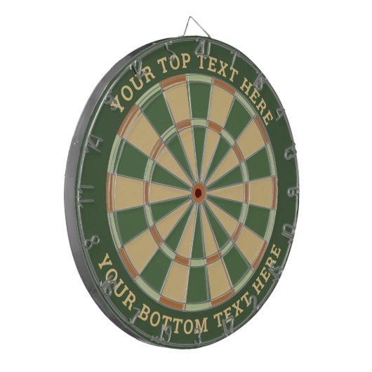 Pal Groen en Beige Dartbord met aangepaste tekst (Voorkant Links)
