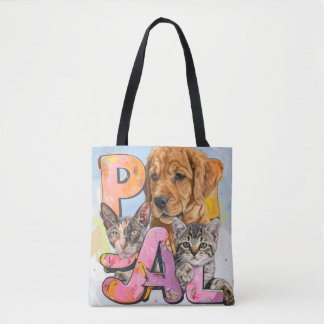 Pal Hond en Katten Plus Personaliseer Naam Tote Bag