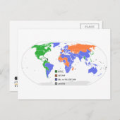 PAL NTSC SECAM TV Wereldkaart Briefkaart (Voorkant / Achterkant)