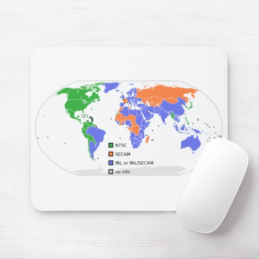 PAL NTSC SECAM TV Wereldkaart Muismat (Met muis)