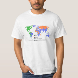 PAL NTSC SECAM TV Wereldkaart T-shirt