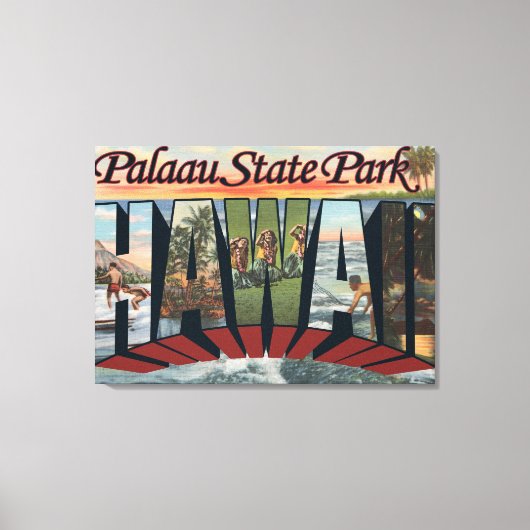 Palaau State Park, Hawaii - Large Letter Scenes Canvas Afdruk (Voorkant)