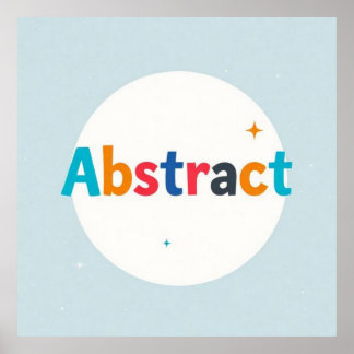 Palabra ABSTRACT multicolor sobre círculo blanco Poster