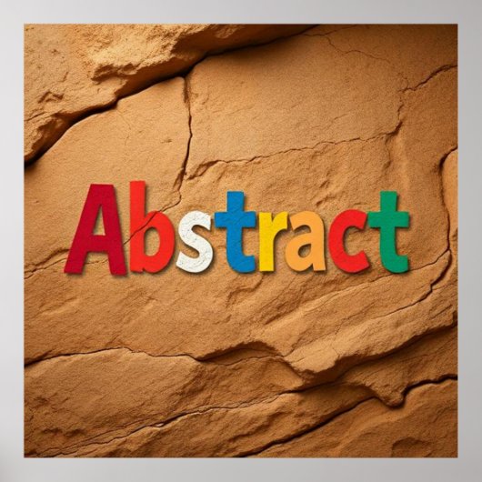 Palabra ABSTRACT multicolor sobre paisaje árido Poster (Voorkant)