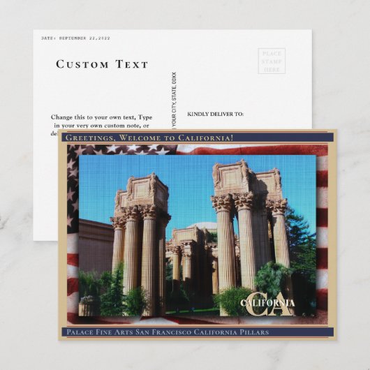 Palace Fine Arts San Francisco California Linen Briefkaart (Voorkant / Achterkant)