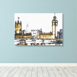 Palace of Westminster & Big Ben: London Fractal  Canvas Afdruk