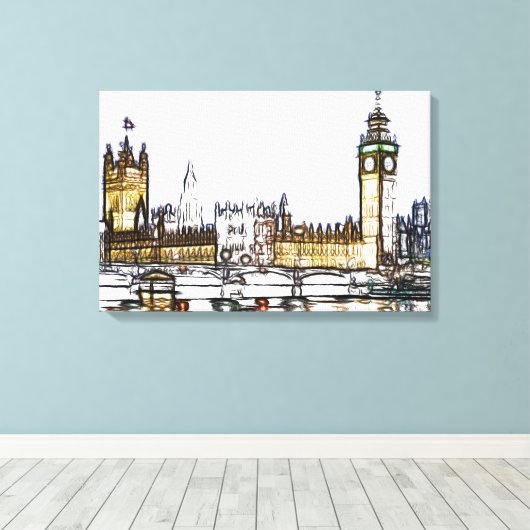 Palace of Westminster & Big Ben: London Fractal  Canvas Afdruk (Insitu (Houten vloer))