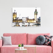 Palace of Westminster & Big Ben: London Fractal  Canvas Afdruk (Insitu (Woonkamer))