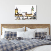 Palace of Westminster & Big Ben: London Fractal  Canvas Afdruk (Insitu (Slaapkamer))