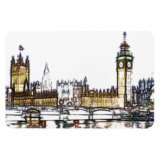 Palace of Westminster & Big Ben: London Fractal  Magneet (Horizontaal)