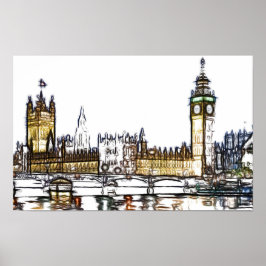 Palace of Westminster & Big Ben: London Fractal  Poster
