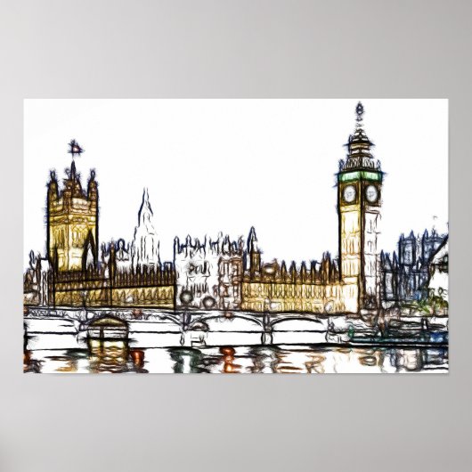 Palace of Westminster & Big Ben: London Fractal Poster (Voorkant)