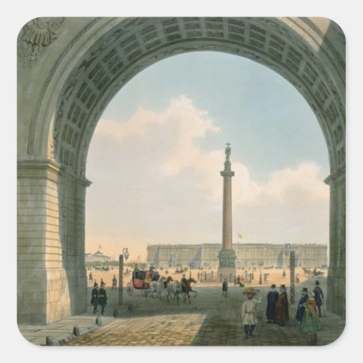 Palace Square, Uitzicht van de Arch of the Army Vierkante Sticker (Voorkant)