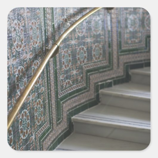 Palacio de Communicaciones, Moorse tegels Vierkante Sticker (Voorkant)