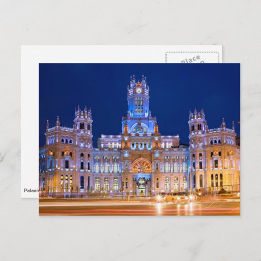 Palacio de Comunicaciones te Night in Madrid Briefkaart (Voorkant / Achterkant)