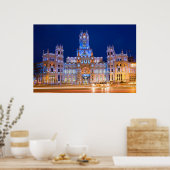 Palacio de Comunicaciones te Night in Madrid Poster (Keuken)