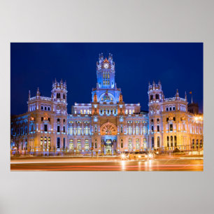 Palacio de Comunicaciones te Night in Madrid Poster