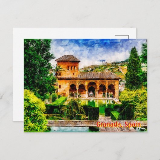 Palacio del Partal, Alhambra, Granada, Spanje. Briefkaart (Voorkant / Achterkant)