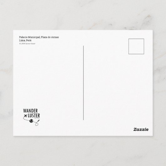 Palacio Municipal, Lima, Perú Briefkaart (Achterkant)