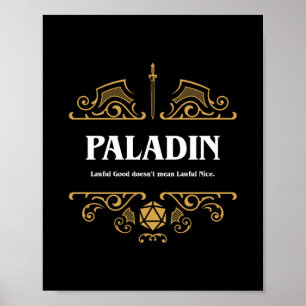 Paladin Class Tabletop RPG Gaming Poster