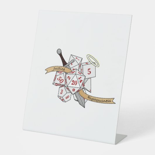 Paladin Dice Design Reclamebord Met Voetstuk (Voorkant)