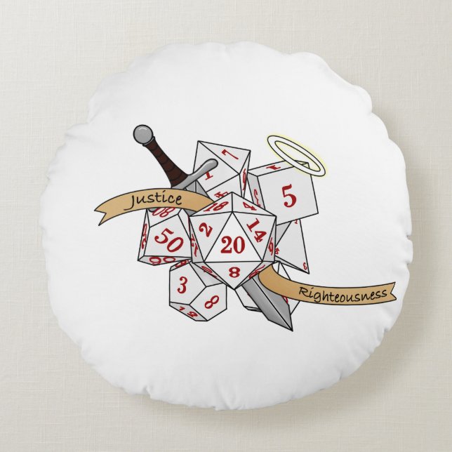 Paladin Dice Design Rond Kussen (Voorkant)