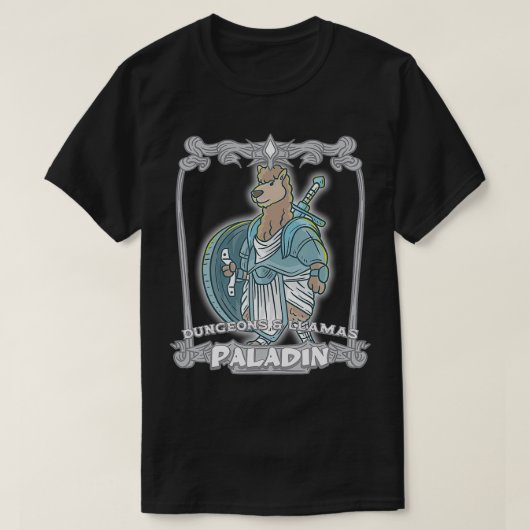 Paladin Dungeons en Llamas Llama Nerd Geek RPG Di T-shirt (Design voorkant)