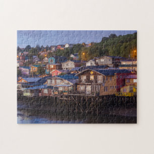 Palafito-huizen op palen, verhoogd zicht legpuzzel