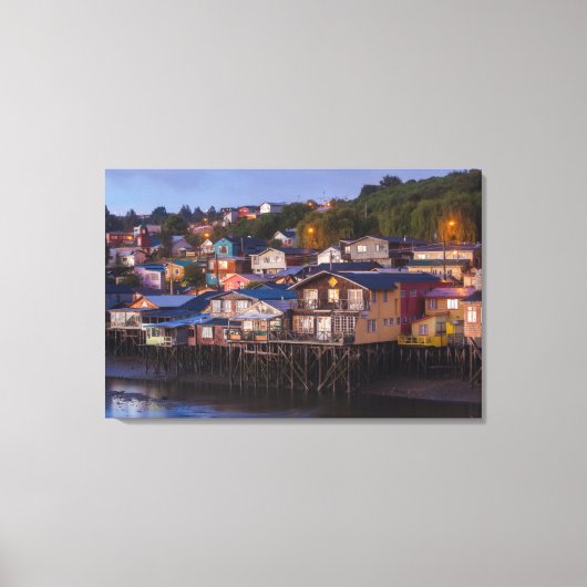 Palafito stilt huizen, verhoogd uitzicht canvas afdruk (Voorkant)