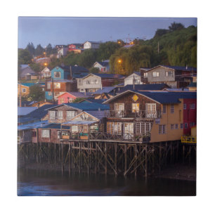 Palafito stilt huizen, verhoogd uitzicht tegeltje