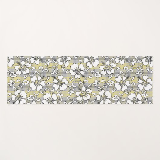 Palaka Pareau Hawaiian Check Hibiscus - Gray Yogamat (Voorkant (horizontaal))