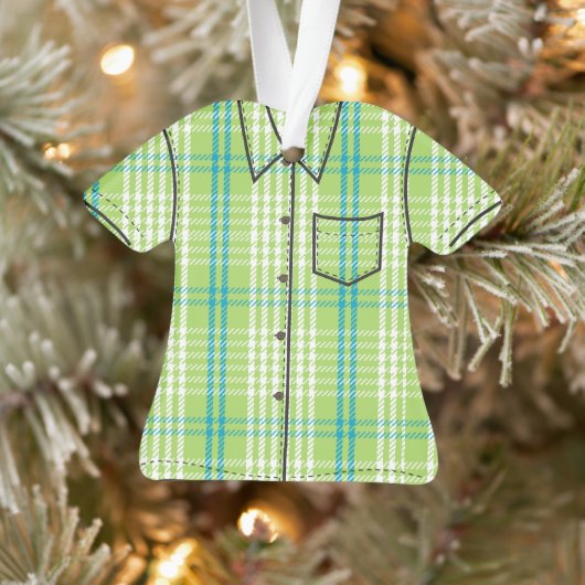 Palaka Plaid Aloha Shirt - Lime Green Ornament (Boom)