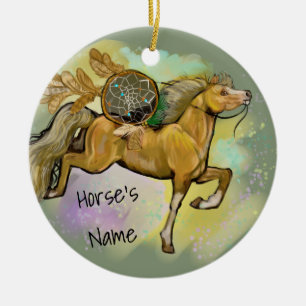 Palamino dromenvanger paard keramisch ornament