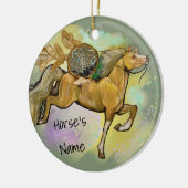 Palamino dromenvanger paard keramisch ornament (Links)