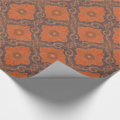 "Palatia floral", patroon, oranje en bruin Cadeaupapier (Hoek)