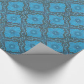 "Palatial floral" bohemiecepatroon, blauw & grijs Cadeaupapier (Hoek)