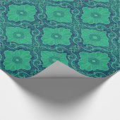 "Palatial floral"-patroon in groen- en marineblauw Cadeaupapier (Hoek)