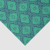 "Palatial floral"-patroon in groen- en marineblauw Tissuepapier (Detail)