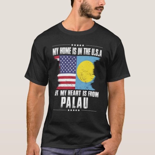 Palau-Amerikaanse patriot getogen trots thuis hart T-shirt (Voorkant)